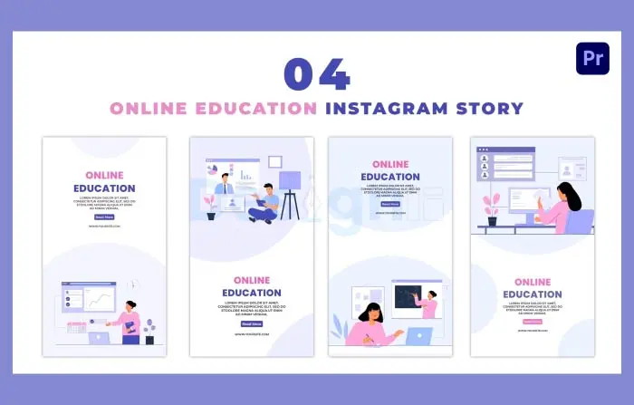 Animated Online Education Flat Character Instagram Story